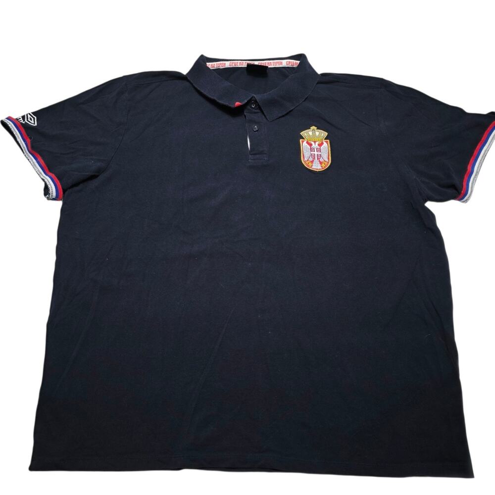 Umbro Serbia Lesser Coat Of Arms Soccer Polo Navy Blue Size 3XL - Read